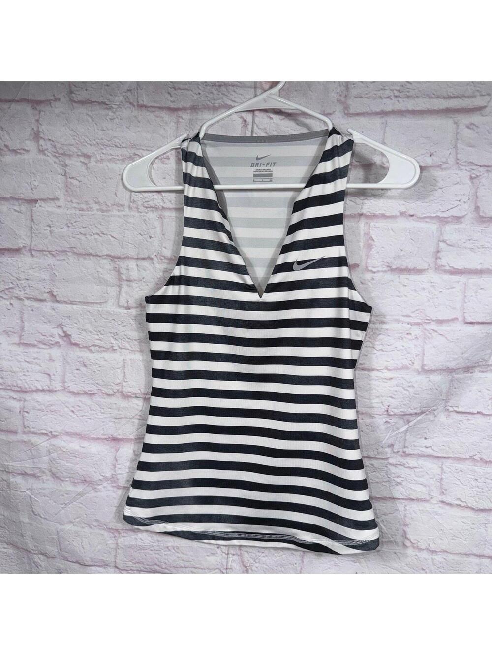 Nike Dri-FIT Women’s Striped Racerback Tank Top Size Small Black White